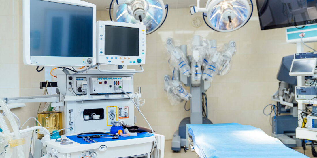 Modern emergency room. Professional medical with new technologies hospital ward.